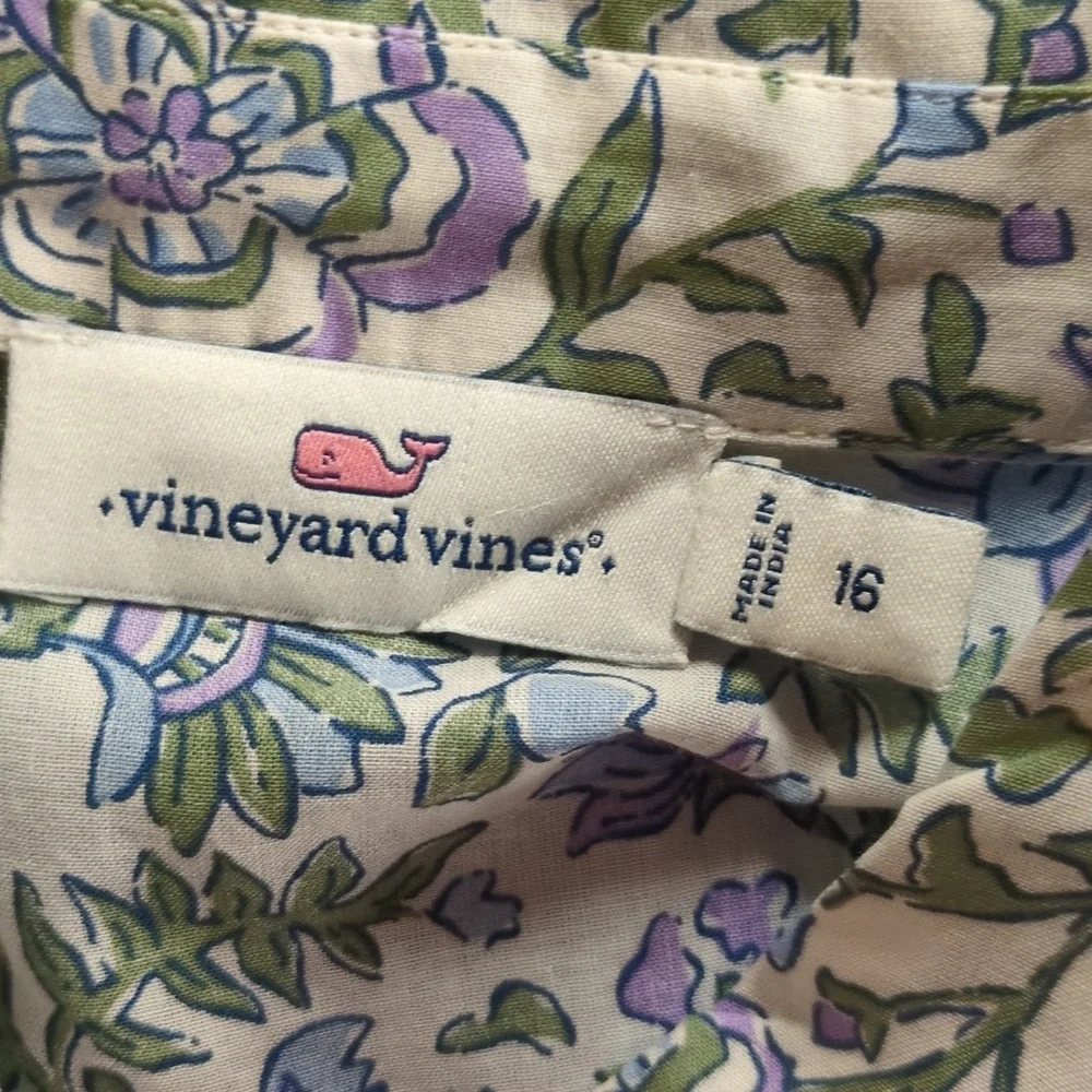 Vineyard Vines Cotton Floral Long Sleeve Top Size 16 - Picture 6 of 11